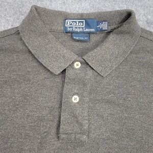 Polo Ralph Lauren Mens Large Custom Fit Gray Long Sleeve Cotton Polo Shirt